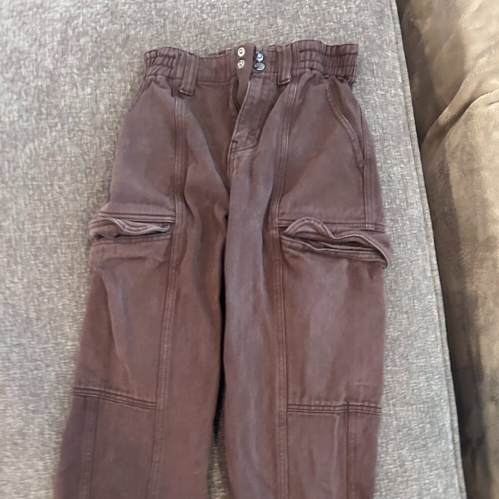 Pacsun Elastic Waist Cargo size XS brown carpenter pockets